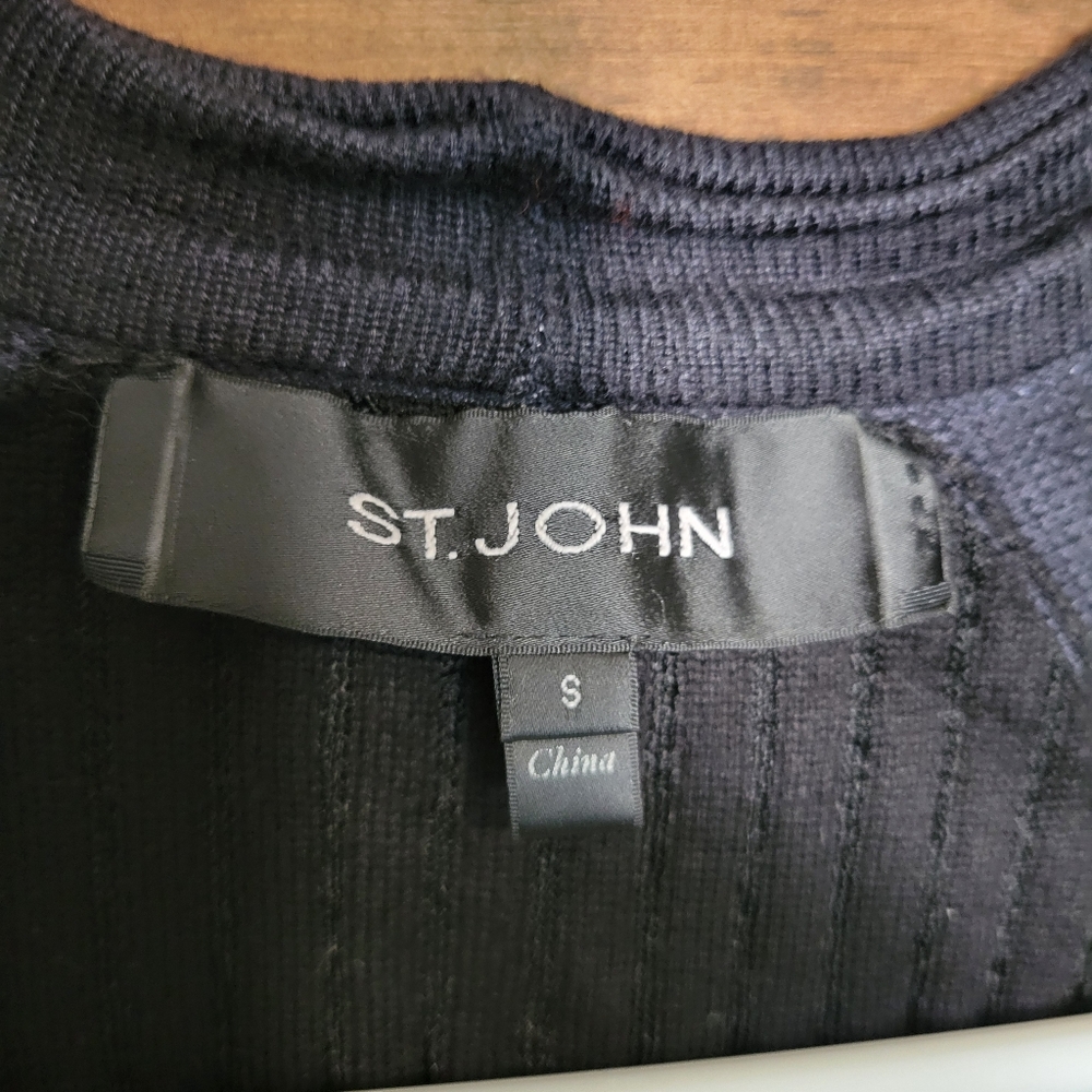 ST. John Black Knit Open Cardigan Size Small - Picture 4 of 8